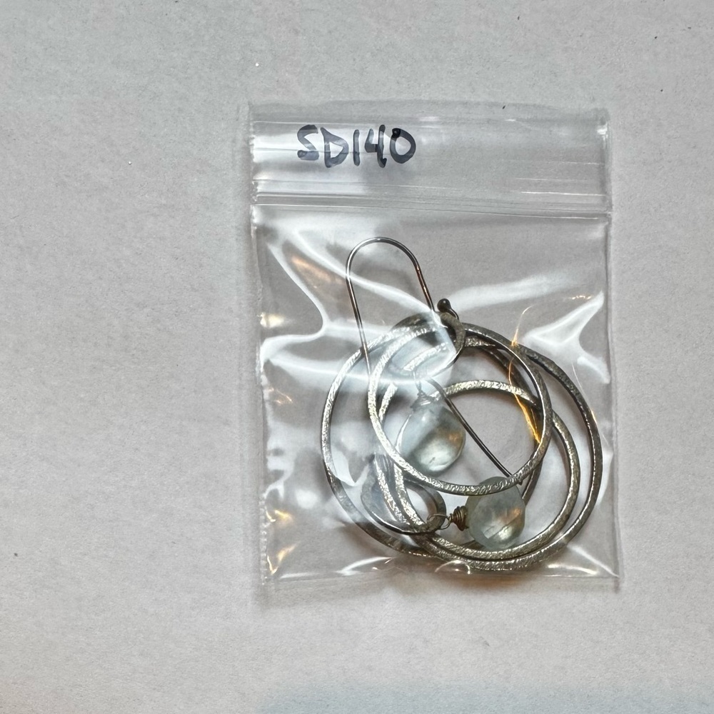Stella & Dot Double Hoop Earrings with Blue/Green Stone - Picture 5 of 5